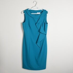 Calvin Klein Blue Shift Dress Ruffle 6